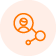 orange icon of figure inside connecting circles